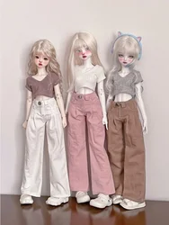 bjd doll clothes suitable for 1-4 size missing waist short sleeve + straight pants set doll accessories
