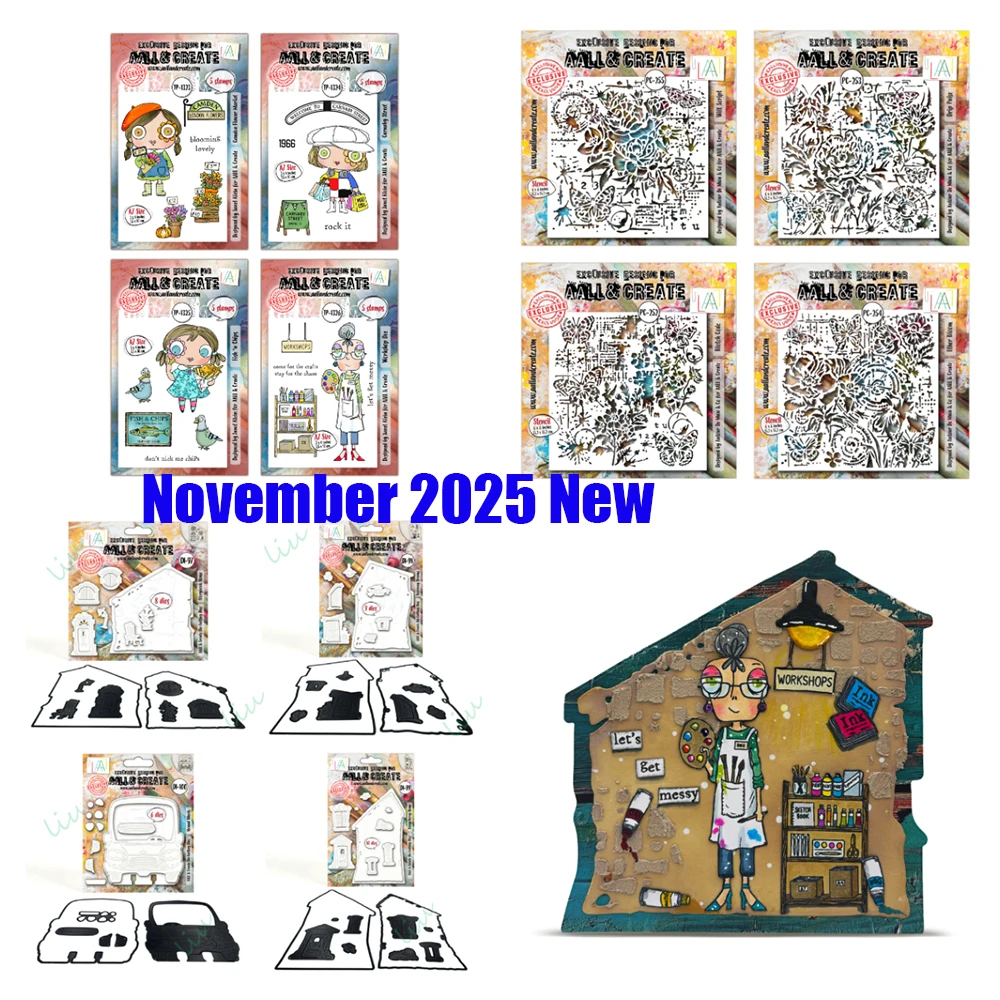 

November 2025 Release Camden Flower Market Fish ‘n Chips AALL Metal Cutting Dies stamps for DIY Photo Album Scrapbook Handmade