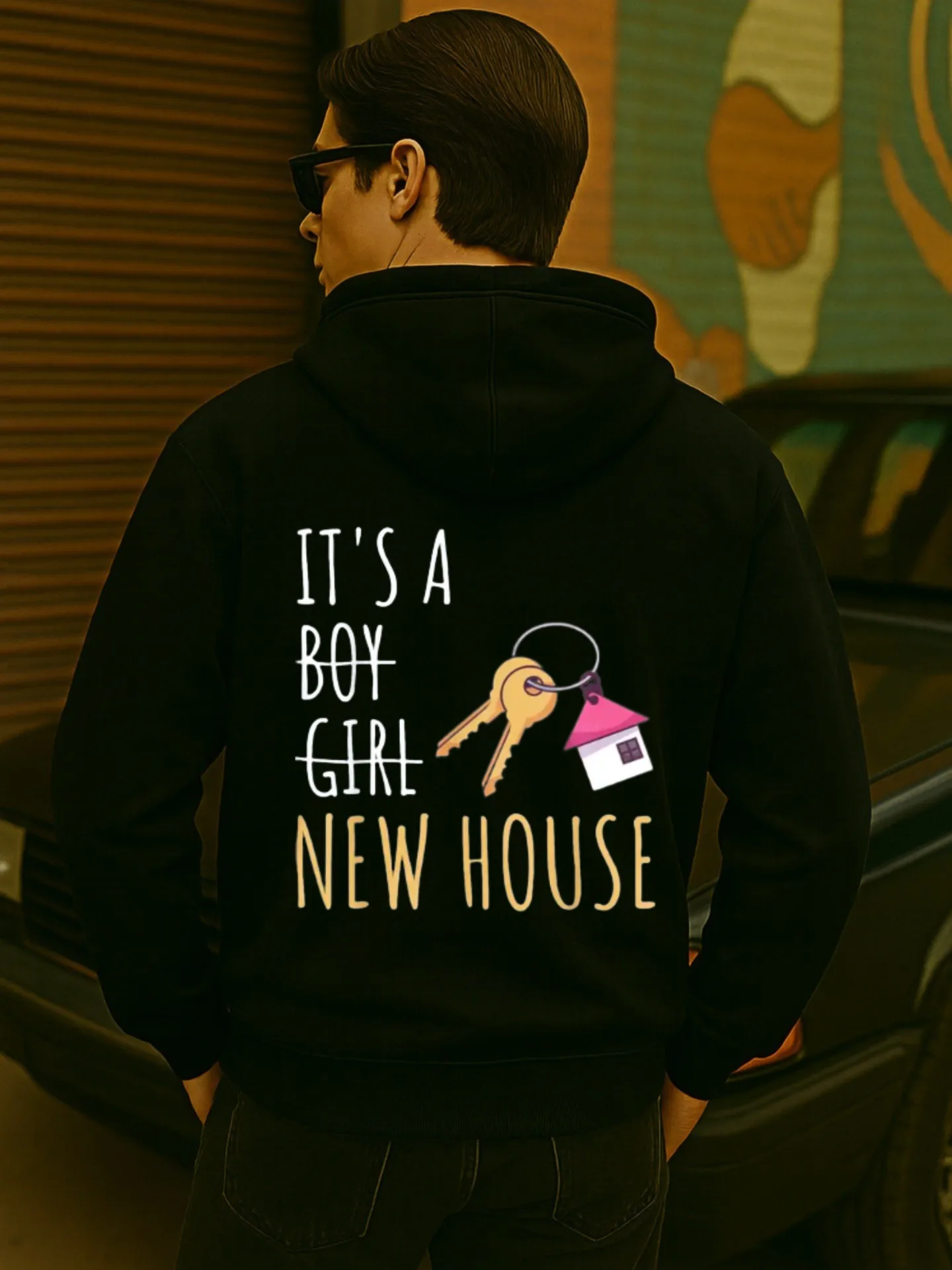 سترة بغطاء للرأس برسومات جرافيكية للرجال، بلوفر أحمر كبير الحجم مع طباعة نقود يدوي هيكل عظمي، سويت شيرت كاجوال هيب هوب #2