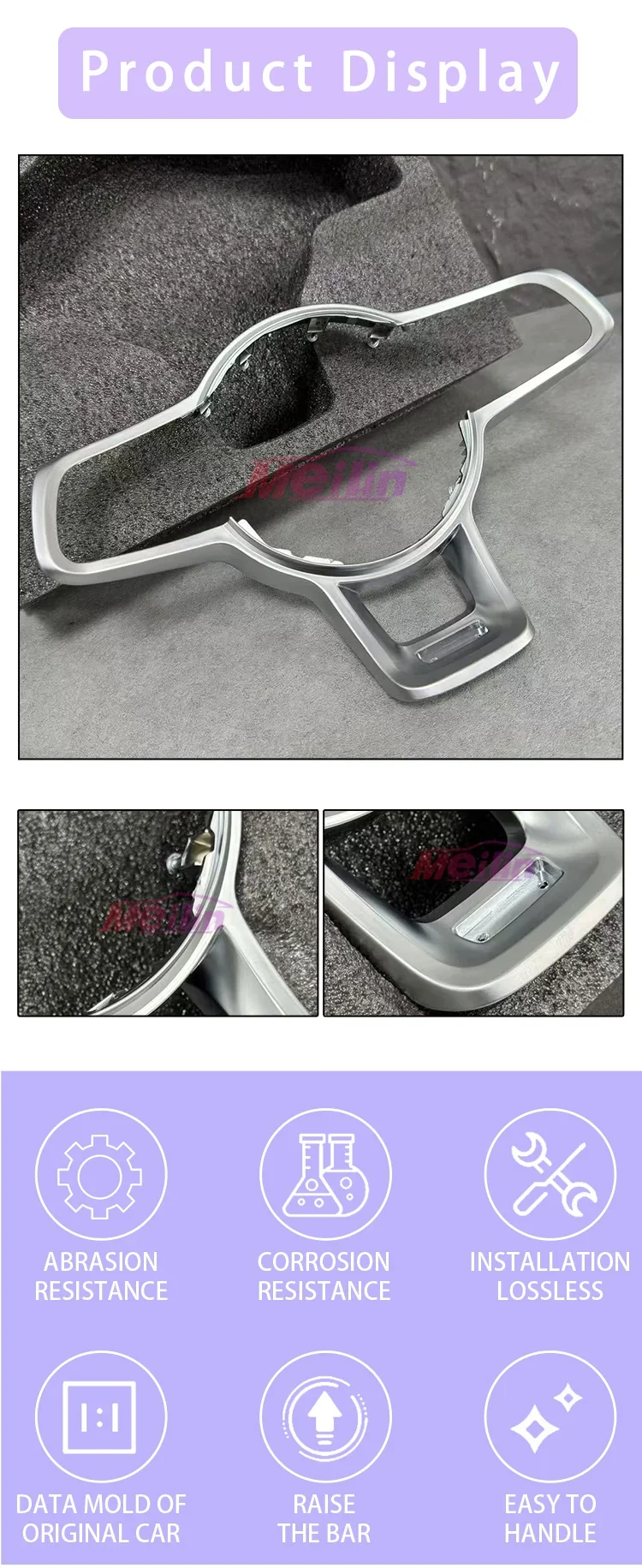 Passend für Volkswagen Golf 7 MK7 Passat B8 Tiguan MK2 Lackierter Galvanisierter Lenkrad-Dekorrahmen – Detail 1