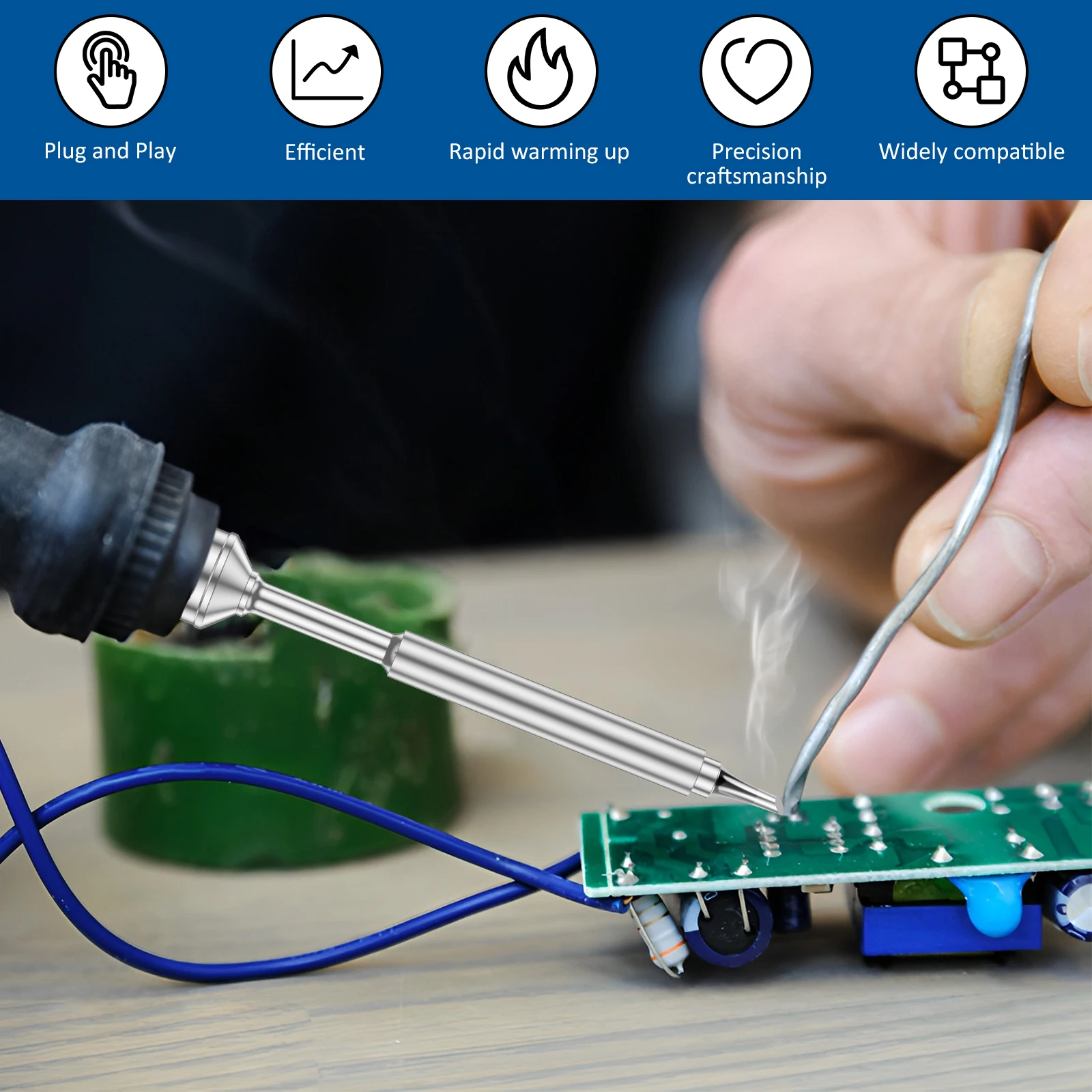 5 個のはんだごてチップセット TS100/TS101 用急速加熱サーモスタットはんだごて交換チップ電子修復ツール