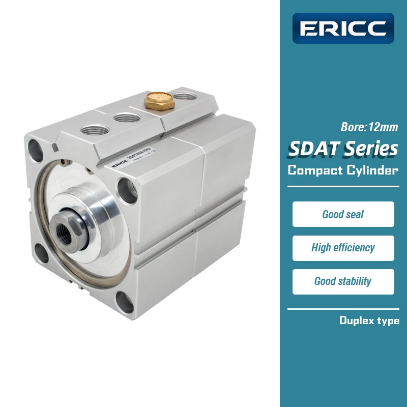 

SDAT 12 series Duplex type Double acting pneumatic compact air cylinder 12 mm bore to 5 10 15 20 25 30 35 40 45 50 mm strok