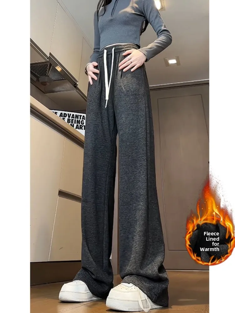 

Ретро-брюки с мягкой флисовой подкладкой, повседневные, осенне-зимние, прямого кроя, широкие, длинные, в стиле Cleanfit