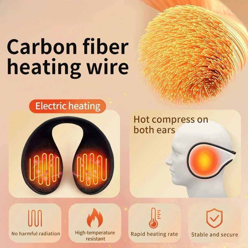 Eary Rechargeable Heating Earmuffs Electric Ear Heater Foldable Winter Warm Ear Protection Female Children Outdoor Riding Warmth