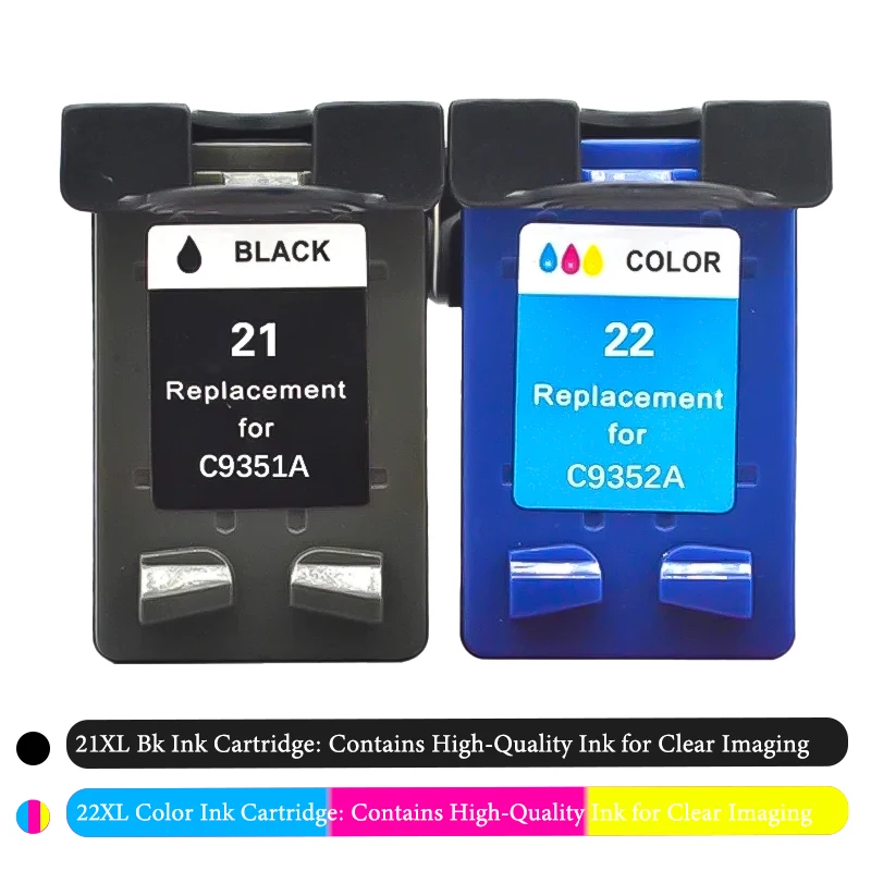 2PCS/1-2SET 21XL 22XL Compatible For HP 21XL 22XL Ink Cartridge For HP21XL HP Deskjet F2180 F2280 F4180 F2200 F380 380 Printer