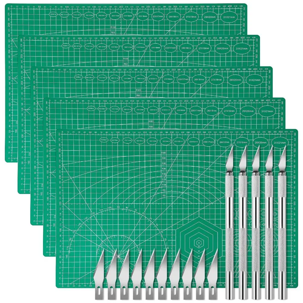 

【OFF-SHELF】Self Healing Cutting Mats In 5-Pack Exacto Knife Setfor Set- Ideal For Crafts, Scrapbooking, And Quilting Work Mat