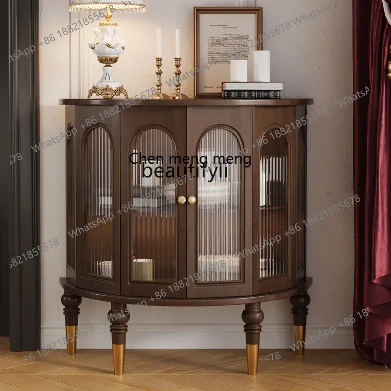 

SS new style French retro entrance table solid wood black living room side cabinet decorative storage cabinetss 7486