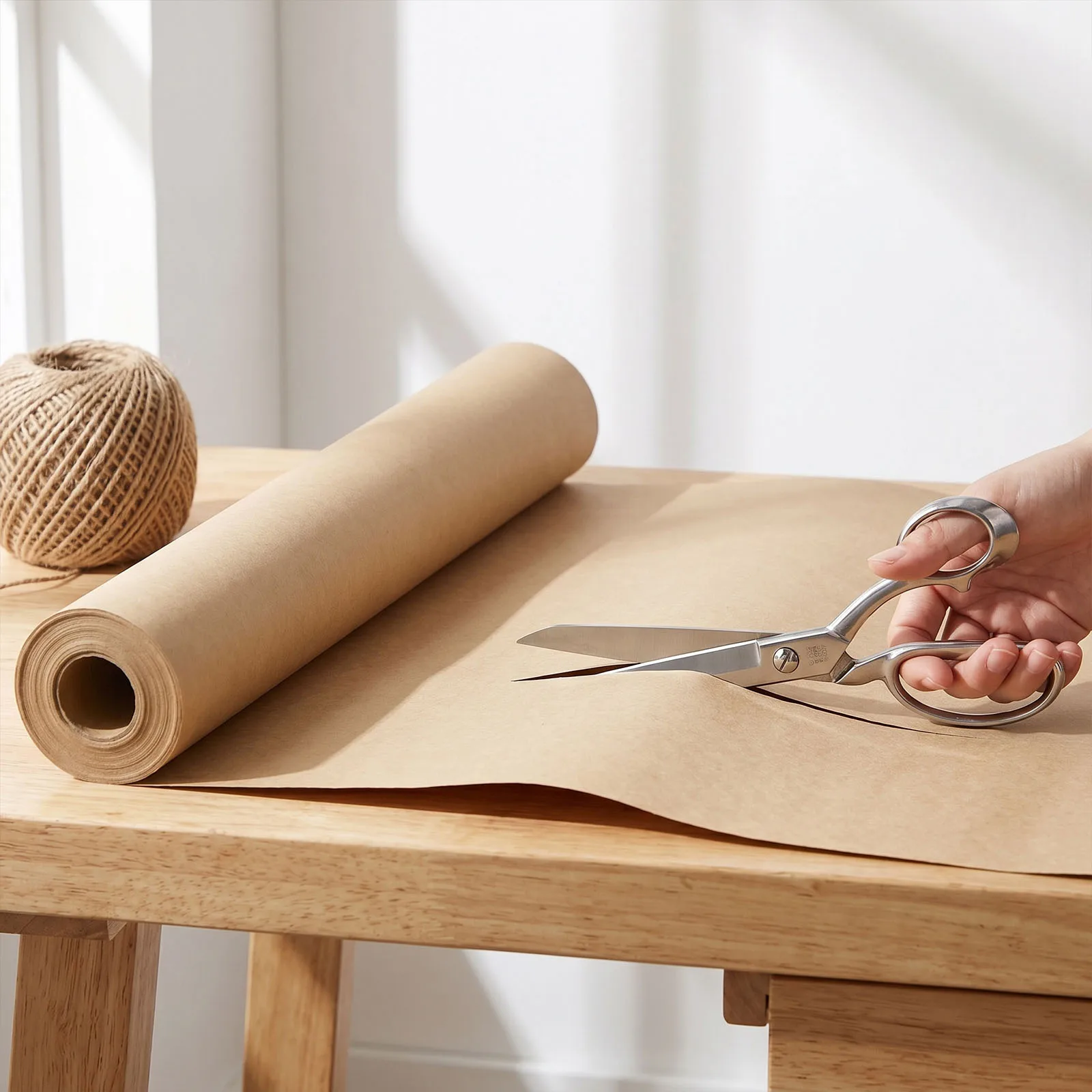 44cm X 30m Kraft Paper with 50m Twine Ball Wrapping Craft Papers Reusable Handmade Paper Roll for Gifts Wrapping Moving Packing