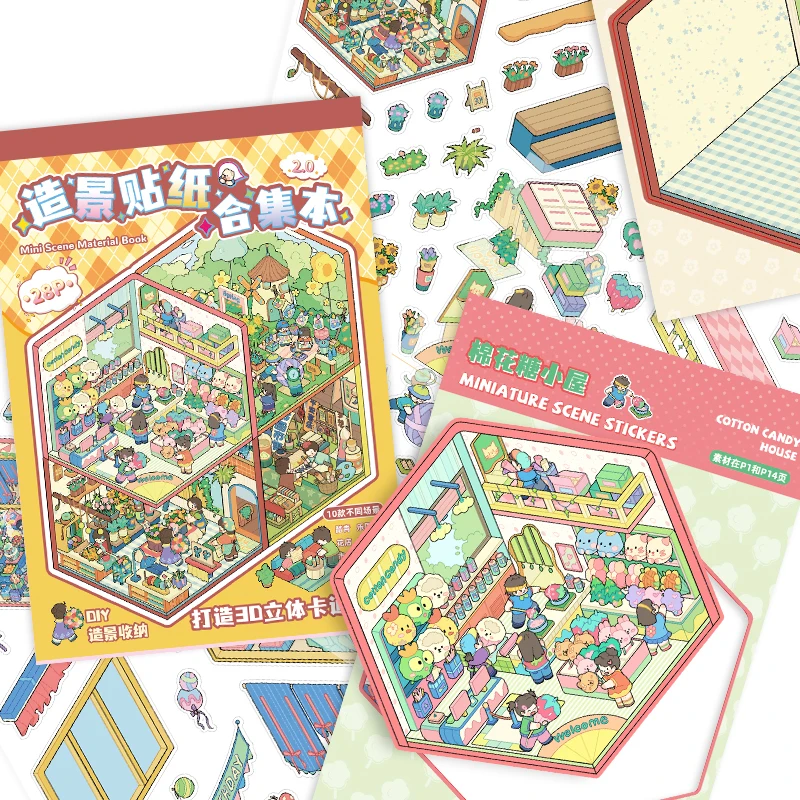 HEYBAO Anniversary Mini Scene Book | Japanese Retro Comic Stickers & Cards, for Journal & Scrapbook Decor