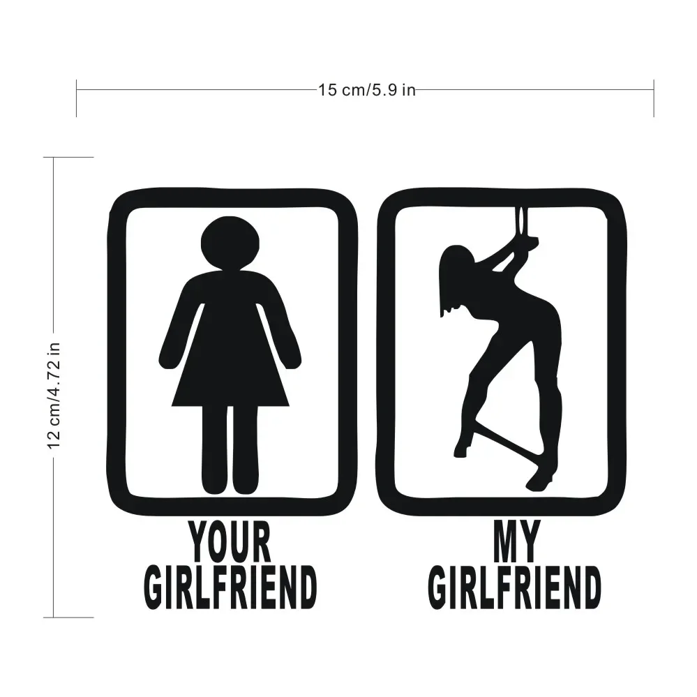 Car Sticker Sexy Girl Your Girlfriend My Girlfriend Car Styling Decals Motocycle Car Body Window Stickers Accessories,15cm*12cm