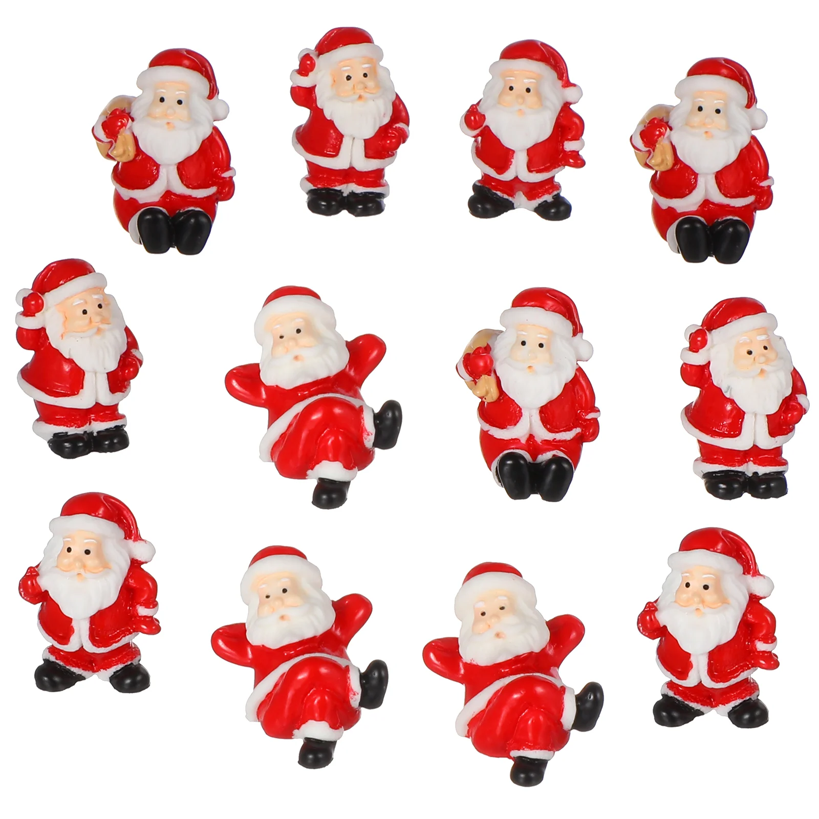 

12 Pcs Christmas Micro Ornaments Santa Claus Outdoor Decor Tree Statue Resin Crafts Toy Decorations