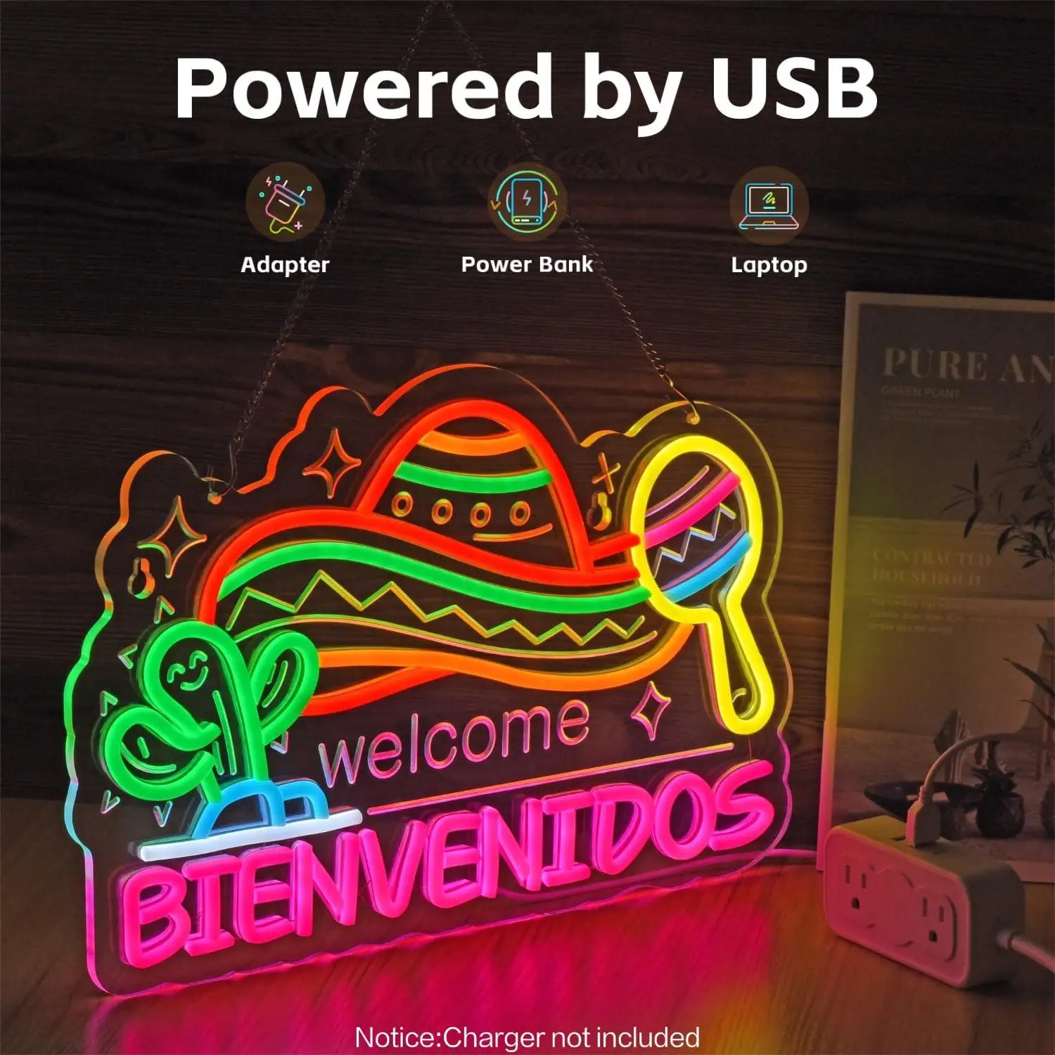 Bienvenidos Welcome Neon Sign Dimmable LED Lights For Mexican Restaurant Taco Shop Latin Style Bar Party Kitchen Wall Art Decor