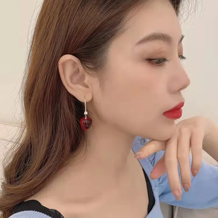 Korea Needle Red Cherry Earrings Apple Earrings Girl Heart Earrings Personality Forest Fruit Earrings Wholesale cute earrings