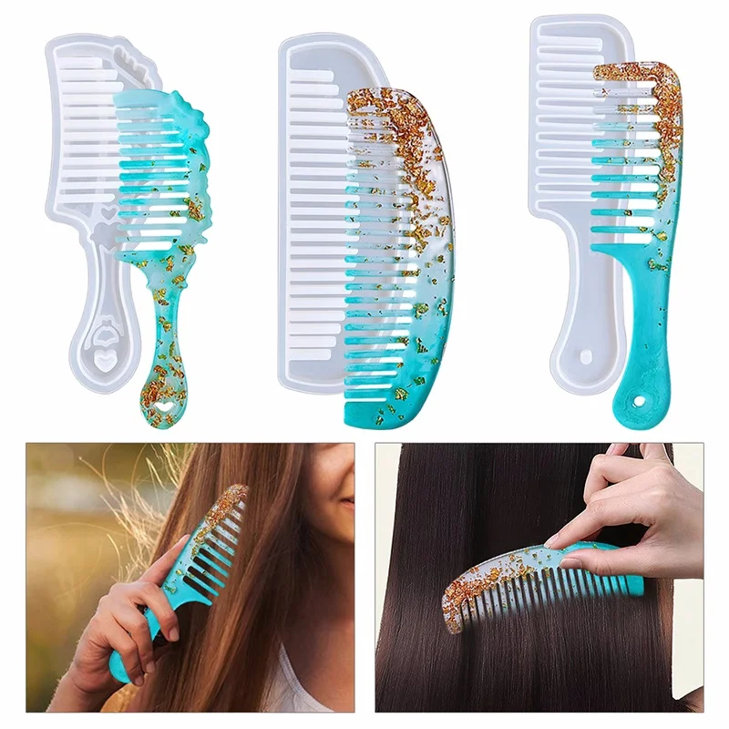 Silicone Comb Molds for Resin Epoxy DIY Salon Hair Styling Tool Crafts Gift Jewerly Making Accessories Free Shipping Wholesale