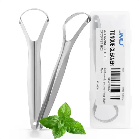 2 PCS Tongue Scraper with Travel Case Stainl Steel Tongue Cleaners for Adults