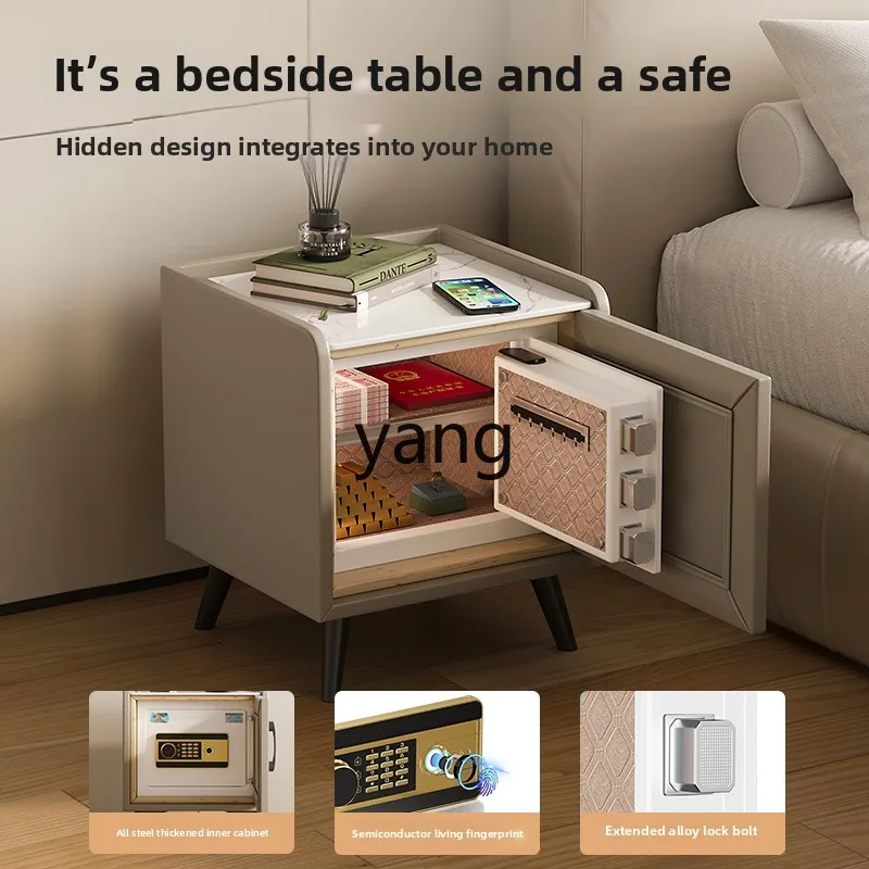 LTT household small anti-theft smart bedside safe solid wood small