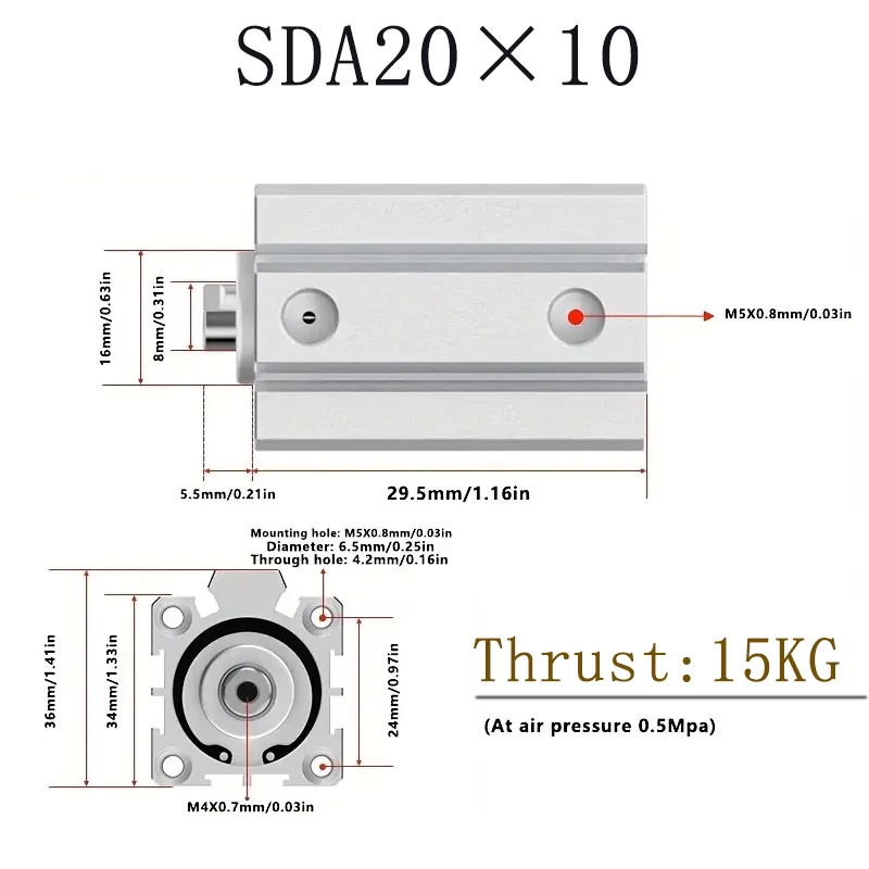 

Высококачественный тонкий цилиндр из алюминиевого сплава SDA, размеры 20*10 мм, подходит для промышленной автоматизации.