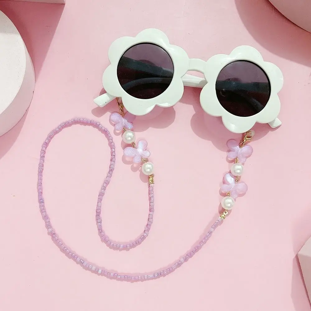 Adjustable Sunglasses Lanyard Strap Anti-slip Reading Glasses Eyeglass Chain Colorful Mask Chains Butterfly Pearl Hanging Rope