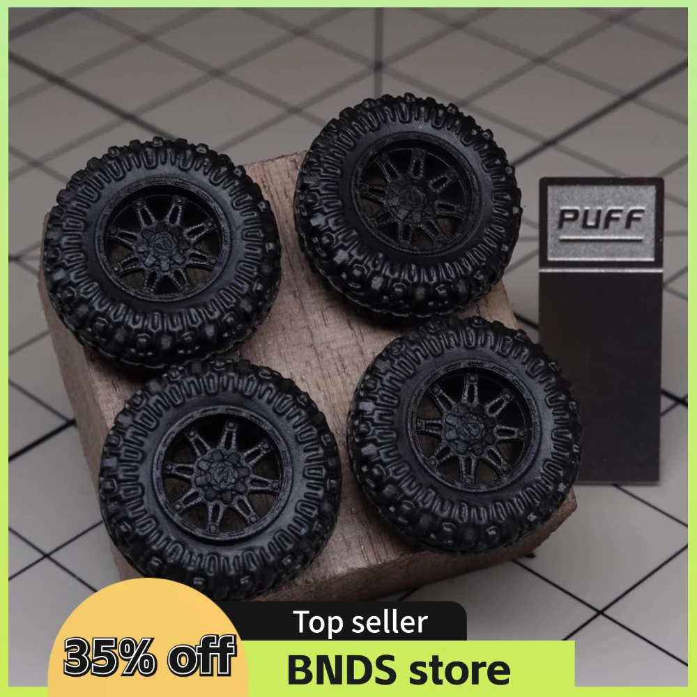 PUFF 1/64 Model Car All Terrain Wheels Fuel-Hostage Refitting Parts with Rubber Tires For Off-road Vehicle Hot Wheels D: 13.5mm