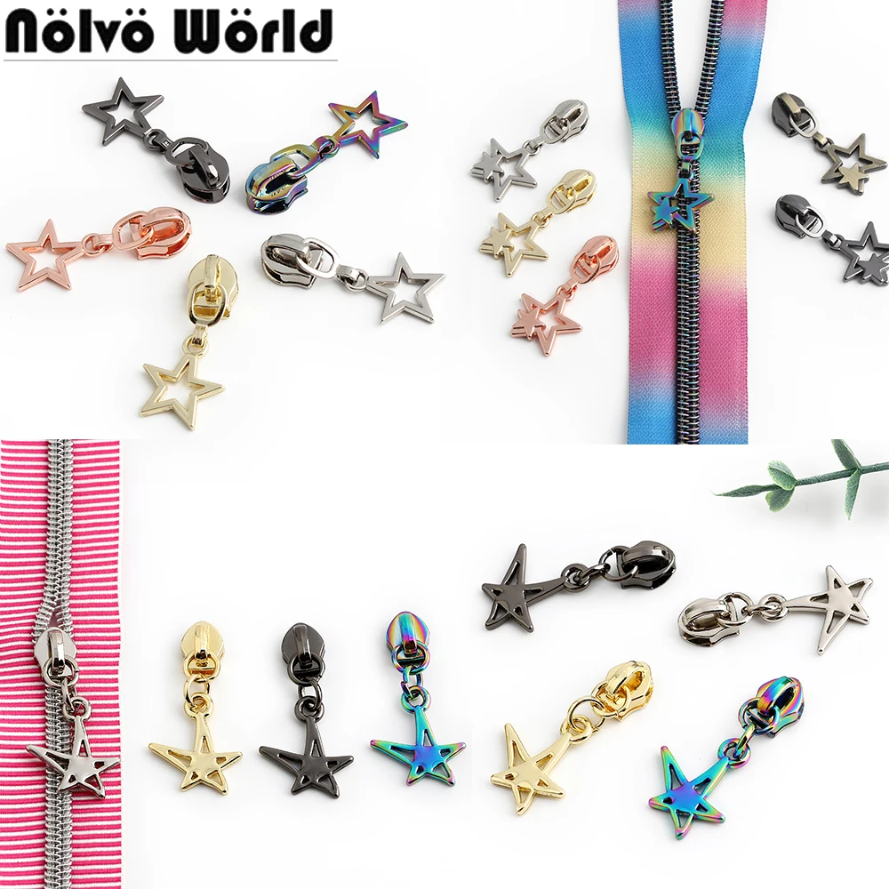 5/20/100PCS Hollow Irregular Star Shape 5# Nylon Zipper Puller Slider For Replacement Bag Handbag Jacket Purse Decor Accessories