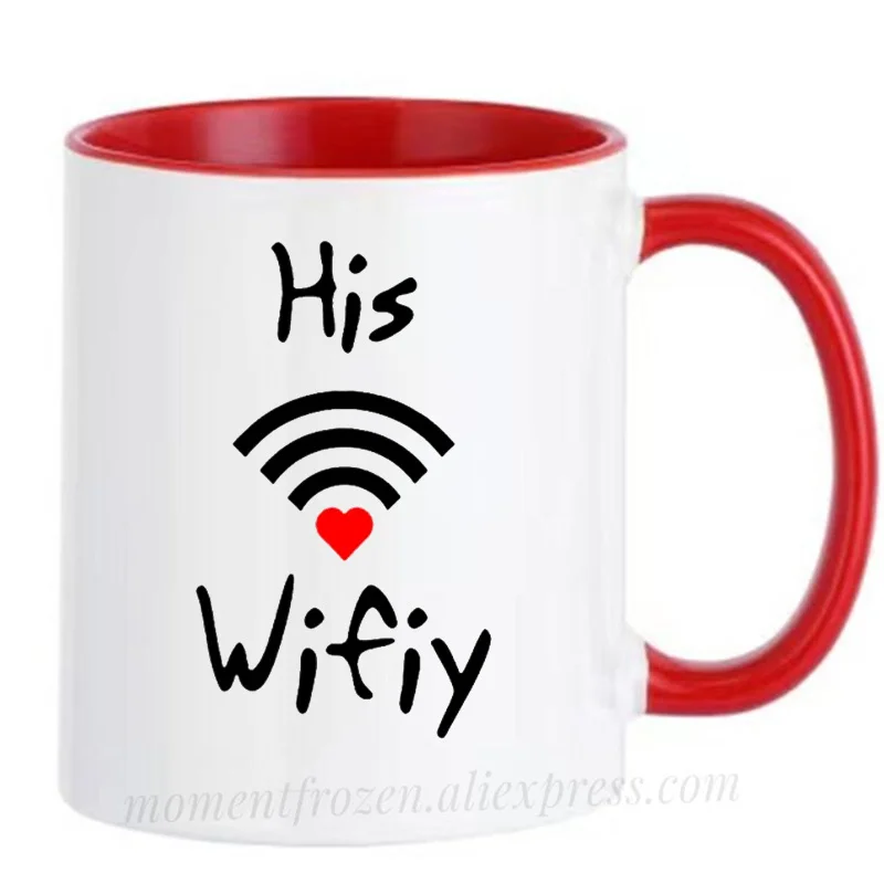 His Wifi Cups Wife Husband Couples Tea Mugs Coffee Mugen Unique Design Milk Tableware Coffeeware Home Office Decal Friends Gifts