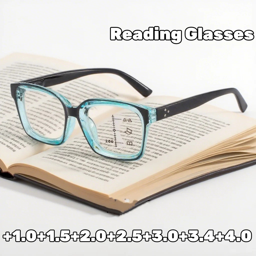

Retro Trend Progressive Multifocal Reading Glasses New Designer Blue Anti Light Far Sight Eyeglasses for Women Men HD Eyeglasses