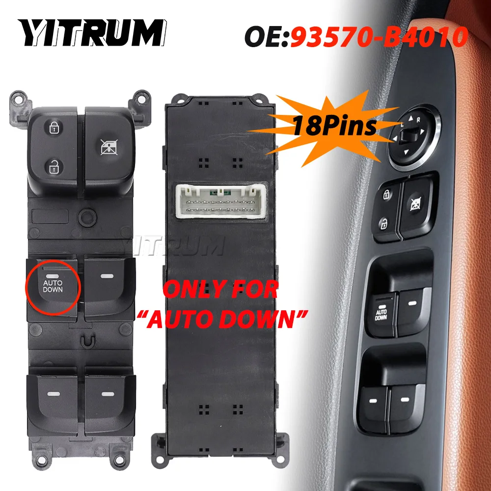 YITRUM Electric Master Window Switch Button 93570-B4010 For Hyundai i10 Doctor 10 Places Ear 1.0 sx 2013 2014 2015 2016 2017