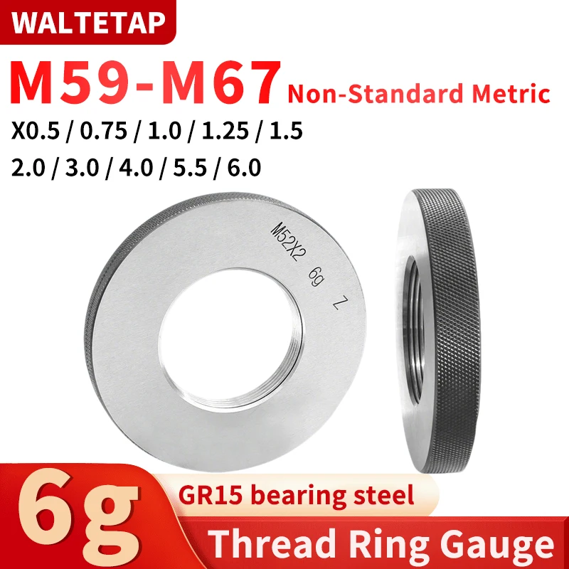 

1SET(1*GO+1*NOGO) 6g Accuracy M59-M67 X0.5/0.75/1/1.25/1.5/2/3/4/5/5.5 Metric Standard Fine Tooth Thread Ring Gauge Measure Tool