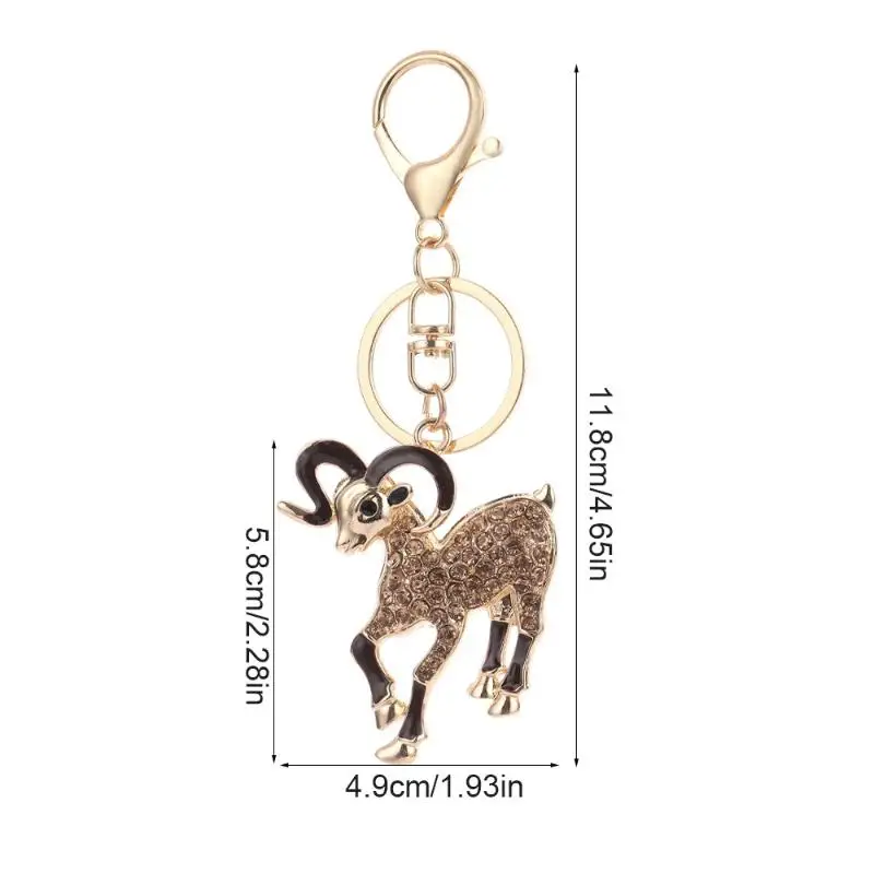 Kratzfester Ziegen-Strass-Schlüsselanhänger, Funkelnder Kristall-Legierungs-Tier-Schlüsselring, Dekorativer Taschenanhänger für Geburtstags- und Jubiläumsgeschenke – Detail 13