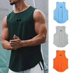 Siłownia Fitness kulturystyka kamizelki sportowe siatkowe oddychające szybkoschnące podkoszulki do biegania męskie trening mięśni Casual elastyczne t-shirty