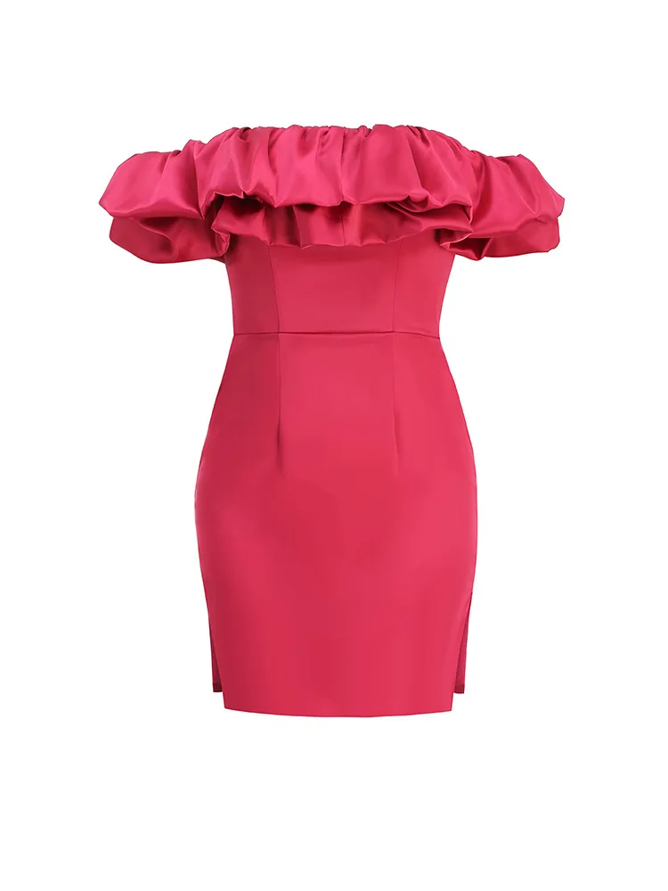 Sexy rosa One-Shoulder Plissee ort Dr Damen Par Kostüm hohe Taille Reißverschluss Sle Floral Geburtstagsfeier