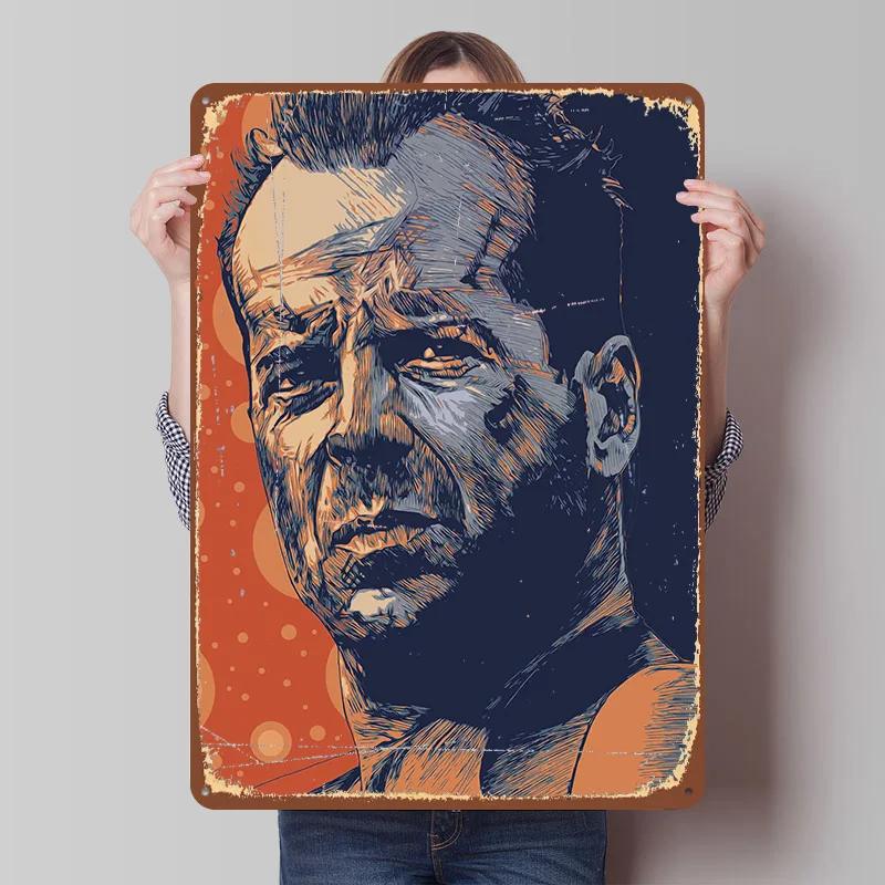 Bruce Willis Tin Plaque Poster Customized Wall Art Retro Vintage Metal Signs for Room House Bedroom Decoration Gaming Wand Deko