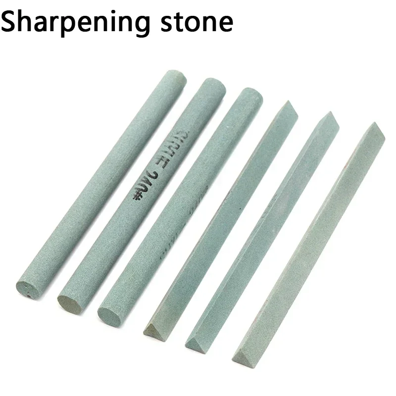 Oil Stone Green Silicon Carbide Sand Bar Grinding Block Ceramic Jade Round Triangle Knife Sharpener Tool 240/320/400/600 Grit