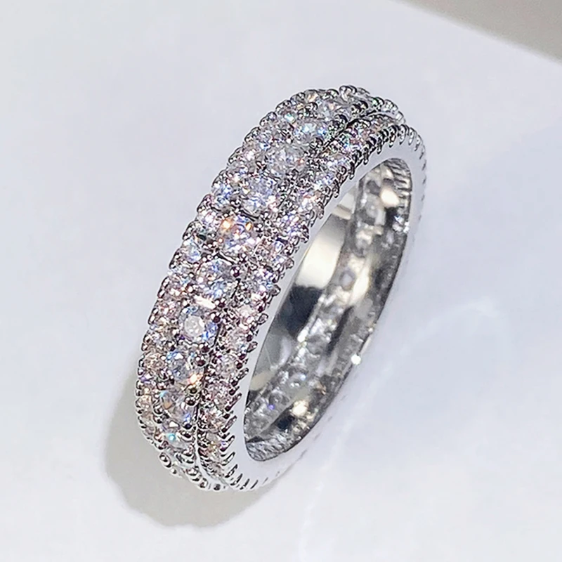 Huitan Sparkling Promise Rings with CZ Luxury Wedding Bands Accessories for Women Gold Color Fashion Versatile Female Jewelry