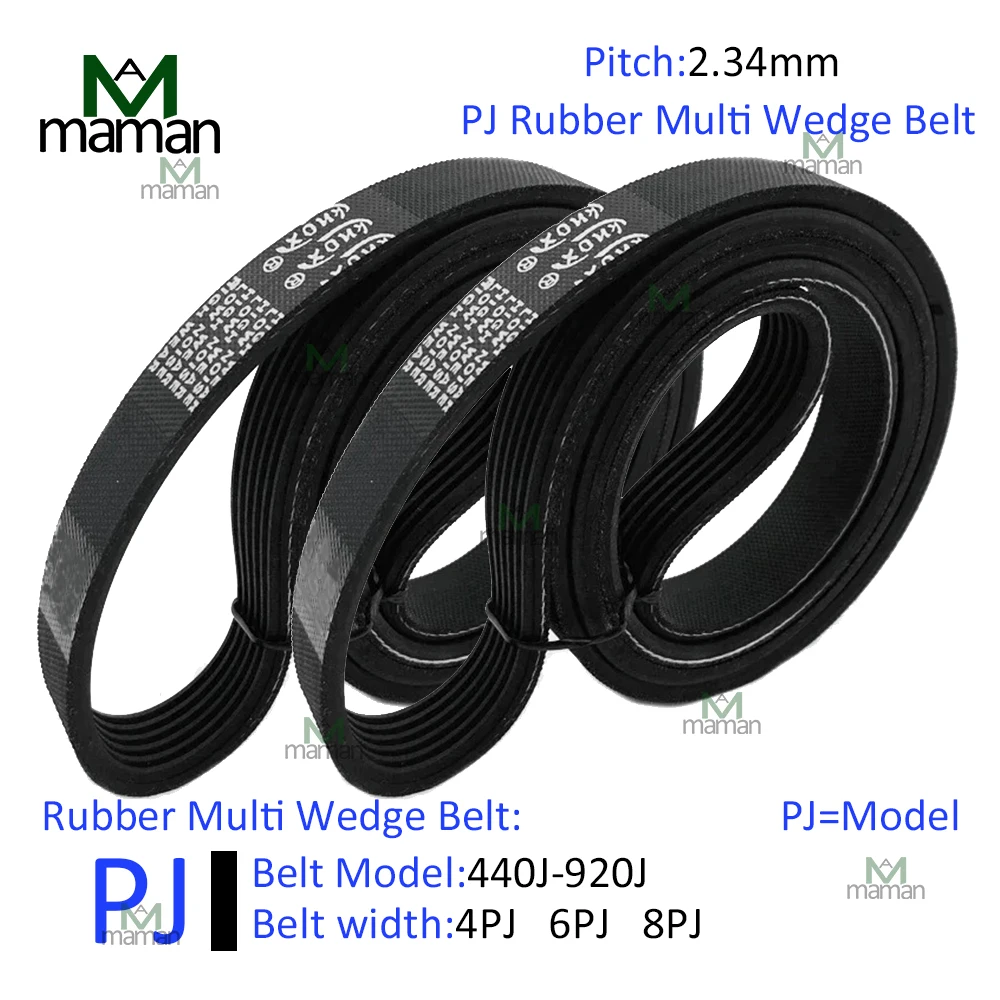 Black Rubber Multi Groove Belt PJ Length 440~920 Peak Number 4/5/8 Industrial Transmission Multi Wedge Belt Pitch 2.34mm