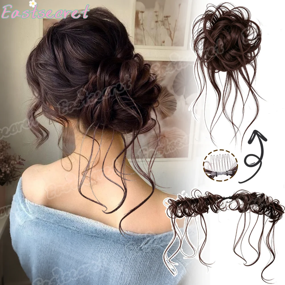 EAST 1pc Maruko Head Wig Female Self winding Threaded Flower Bud Head Increased Volume Fluffy Synthetic Wig Package