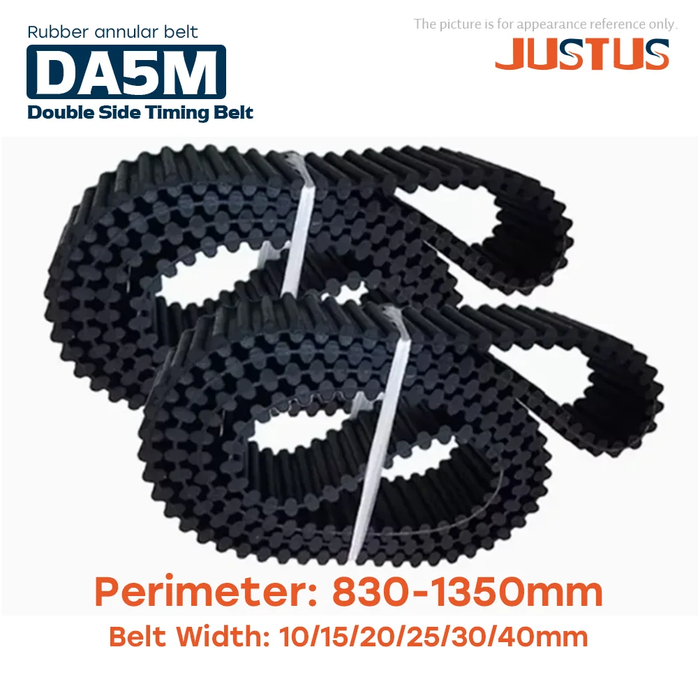 

DA5M Double-sided Toothed Rubber Synchronous Belt Perimeter=830-1350mm Width=10/15/20/25/30/40mm Pitch=5mm Timing Belt