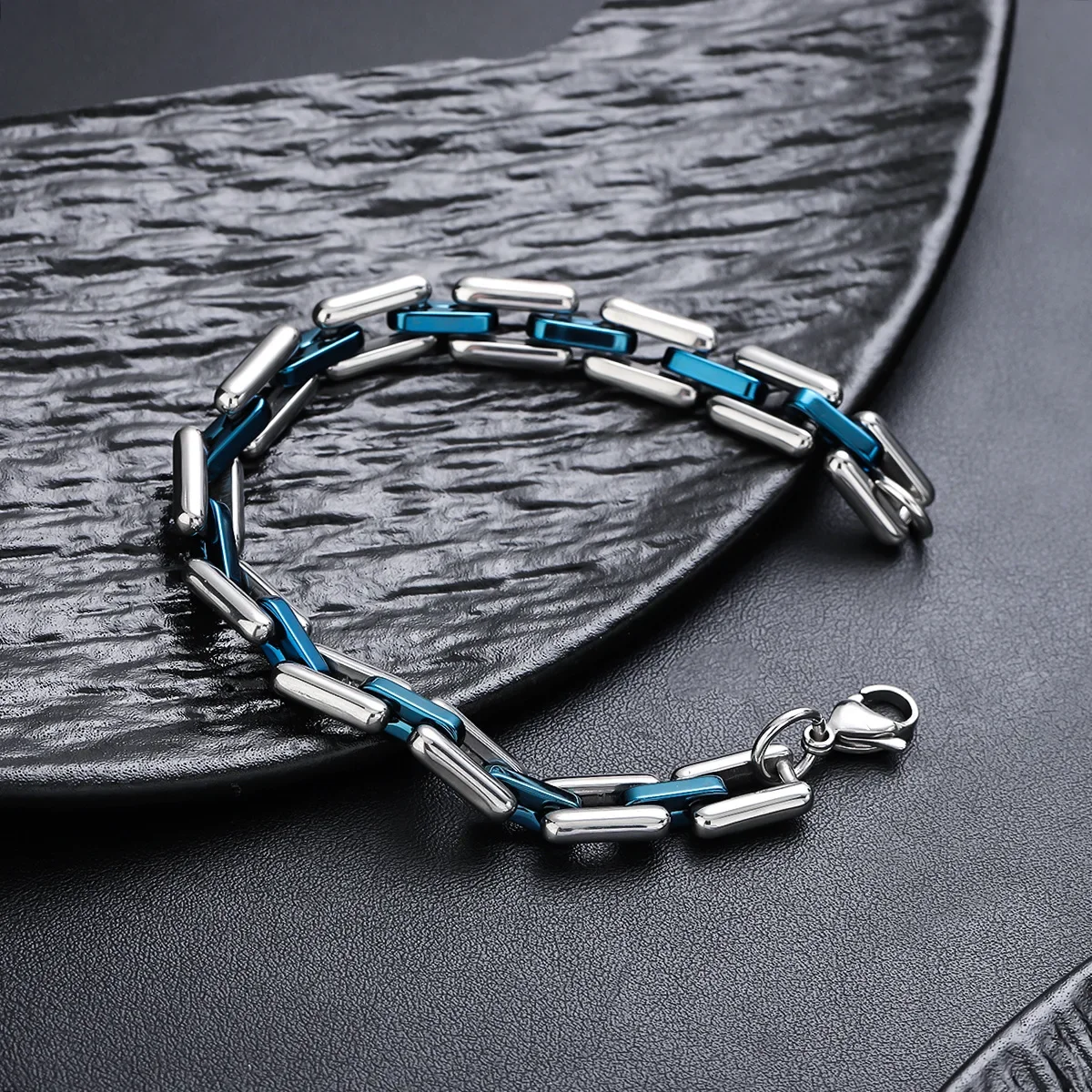 

Metal Shiny Bracelet Chunky Chain Stainless Steel Bracelets for Men Lock Charm Thick Rectangular Link Bracelet Hand Jewelry