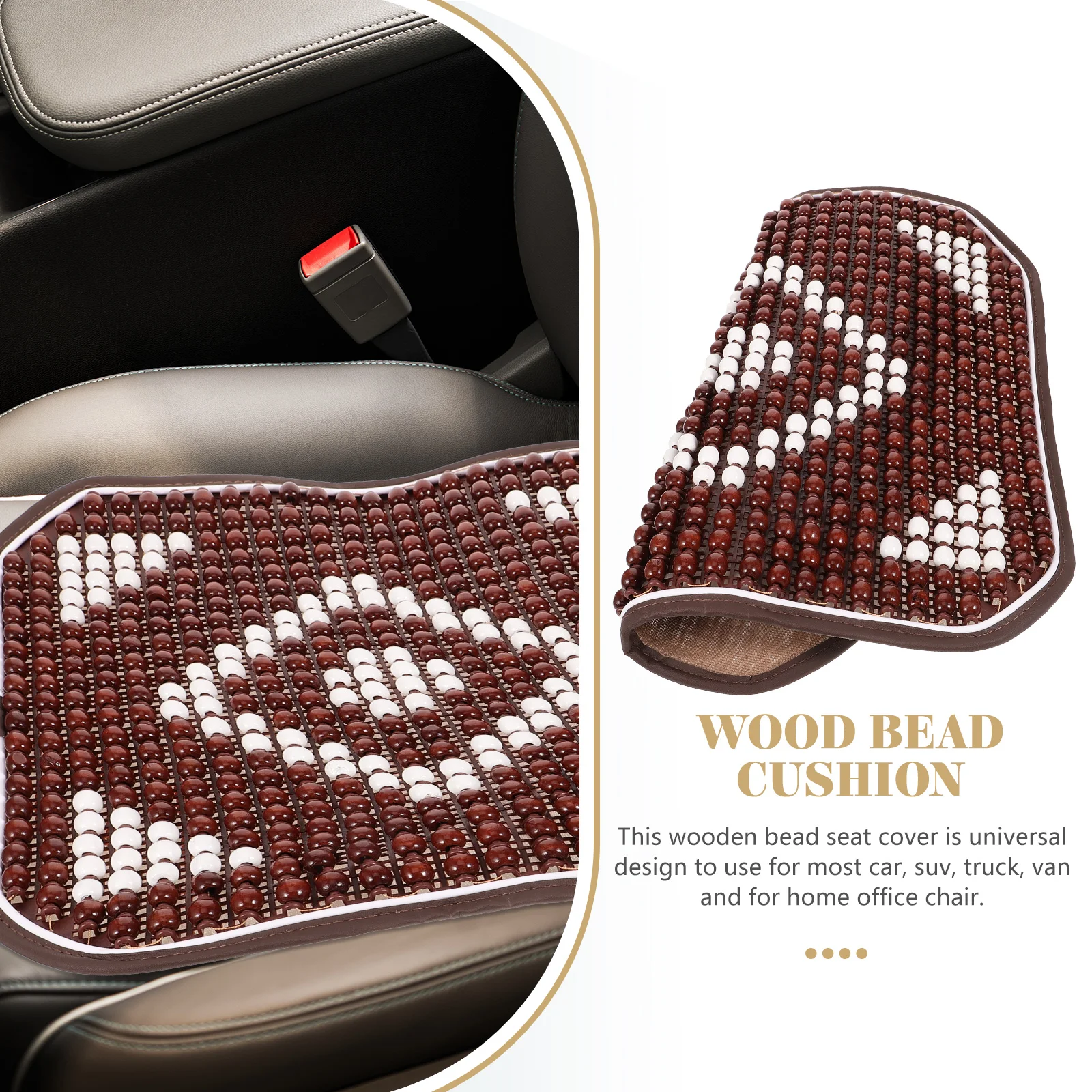 

Handmade Wooden Bead Car Seat Cover EcoFriendly Summer Breathable Cool Comfort Universal Fit For Most Vehicles Home Office Chair
