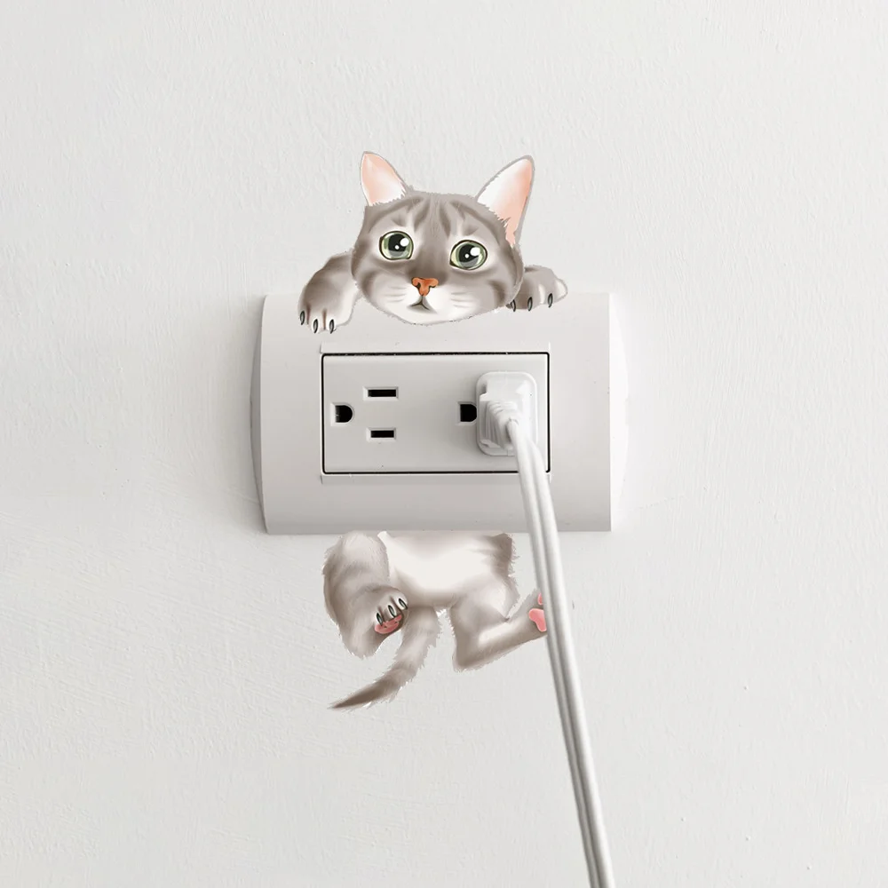 Cat Self-adhesive Sticker Creative Waterproof Home Protective Cover Switch Paste Wall Sticker Socket Switch Sticker