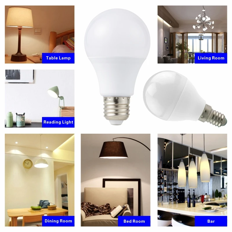 Imagem -06 - Lâmpadas Led 3w 6w 9w 12w 15w 18w 20w Lampada Lâmpada Led ac 220v240v Bombilla Spotlight Frio Branco Quente 10 Peças Lote E27 E14