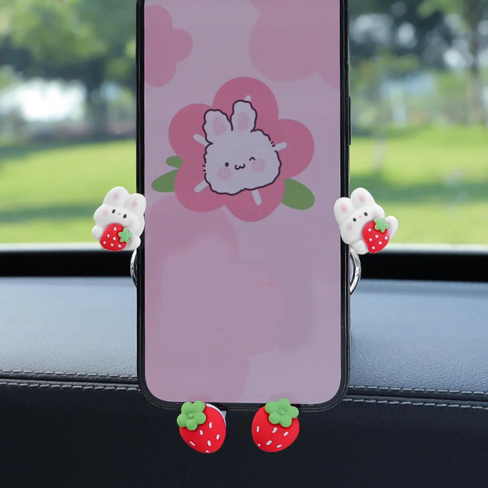 Rabbit Stand Cell Phone Car Interior Mount Holder Cute Auto Air Vent Support Clip for Accessories Plastic Navigation Girl Man