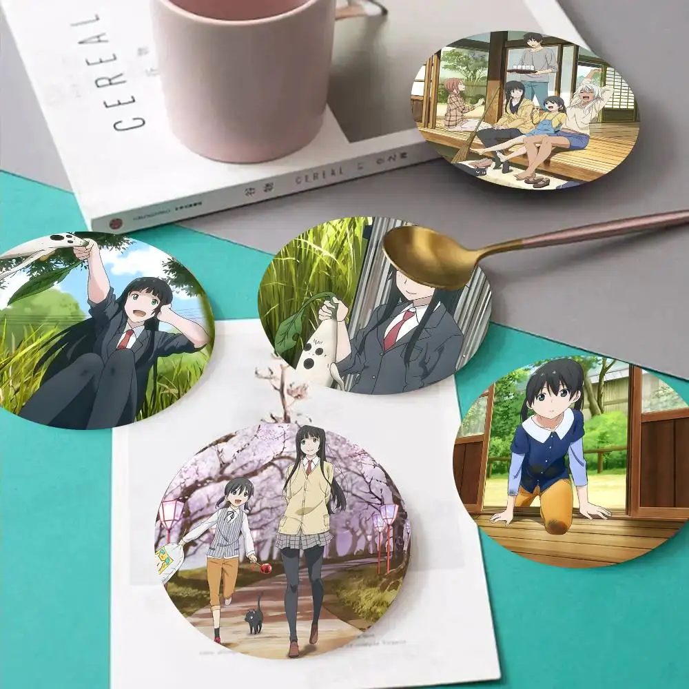 1pc Flying Witch Wooden Coaster Colour Printing Cup Mat Home Desk Decoration Gifts