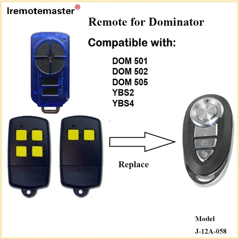 For DOMINATOR DOM 501/502/505 YBS2 YBS4 Garage Door Remote Control 433.92MHz Rolling Code Gate Openers Command Replacement