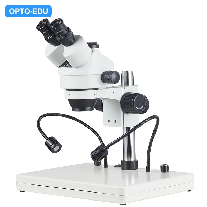 OPTO-EDU-Trinocular con doble tubo LED, microscopio con zoom estéreo, 0,7x-4,5x, A23.3645-B3LST