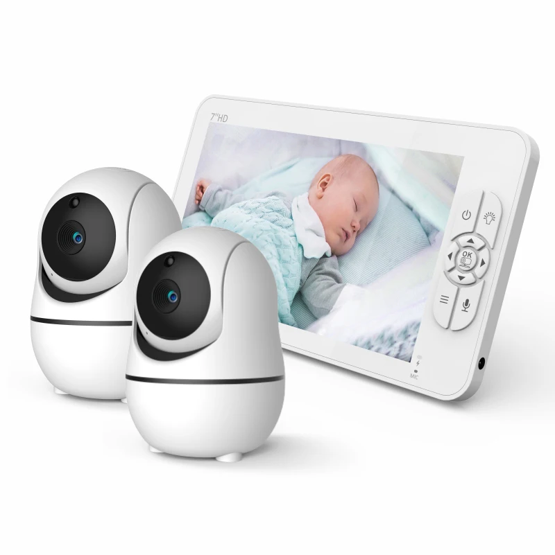 7Inch IPS Screen 1V2 Wireless PTZ Video Baby Monitor Two Way Intercom Feeding Plan Baby Camera