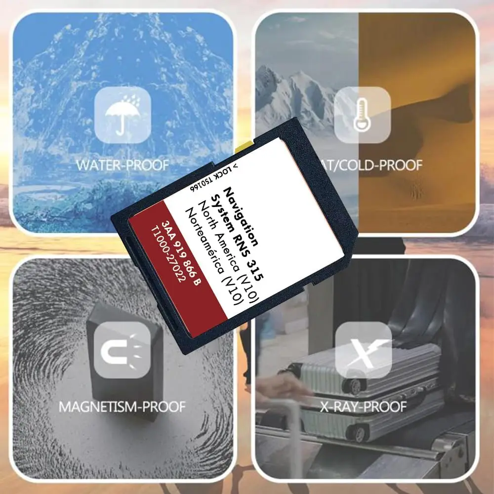 أحدث بطاقة SD للملاحة بنظام تحديد المواقع V10 RNS 315 تم تحديثها خرائط أمريكا الشمالية لـ 2011-2015 Eos Beetle Golf Jetta Passat Tiguan