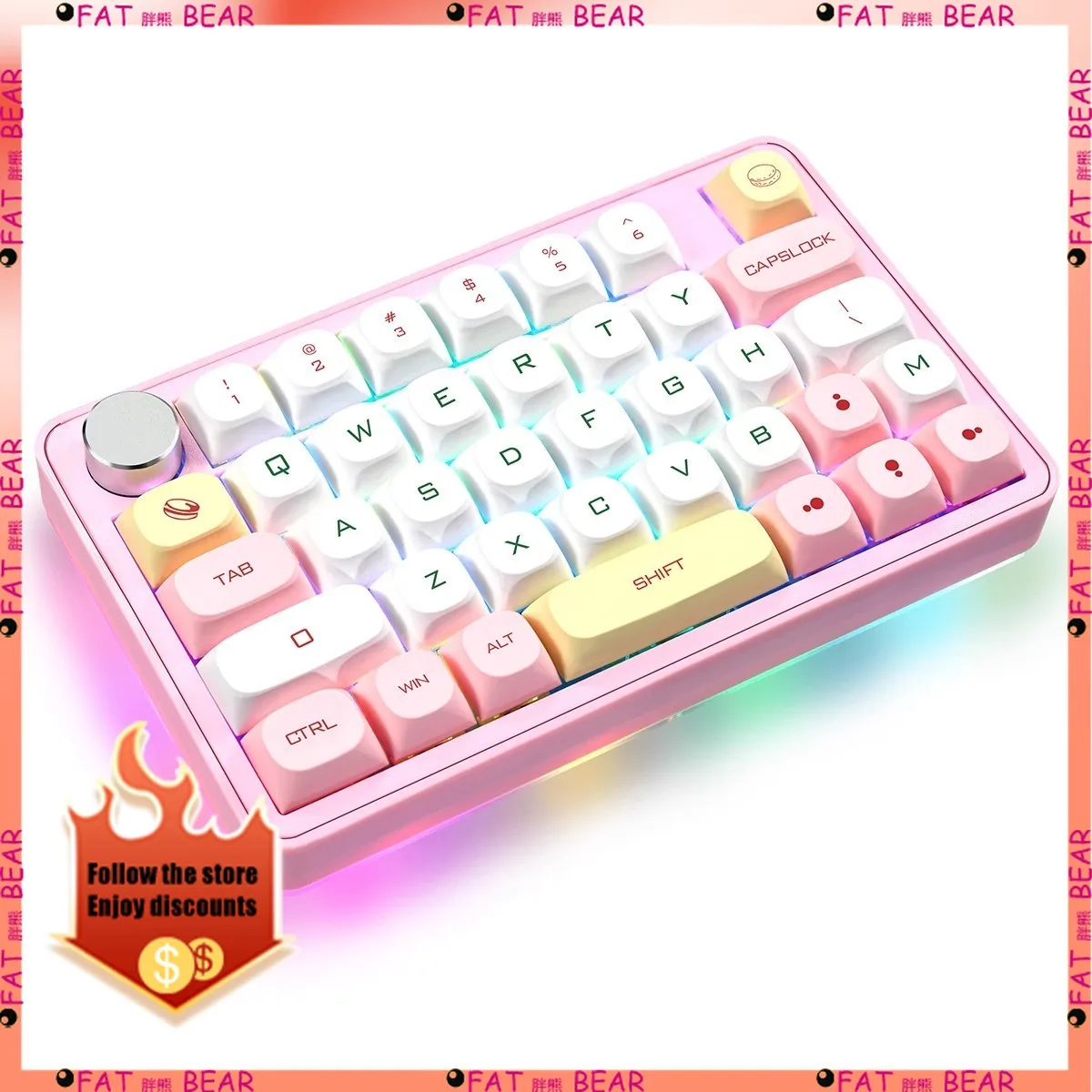 MK40 Mechical Keyboard Macro Programming RGB Customized Wired Knob One-Hand Left-Hand Gaming Keyboard 38Keys Laptop Accessory