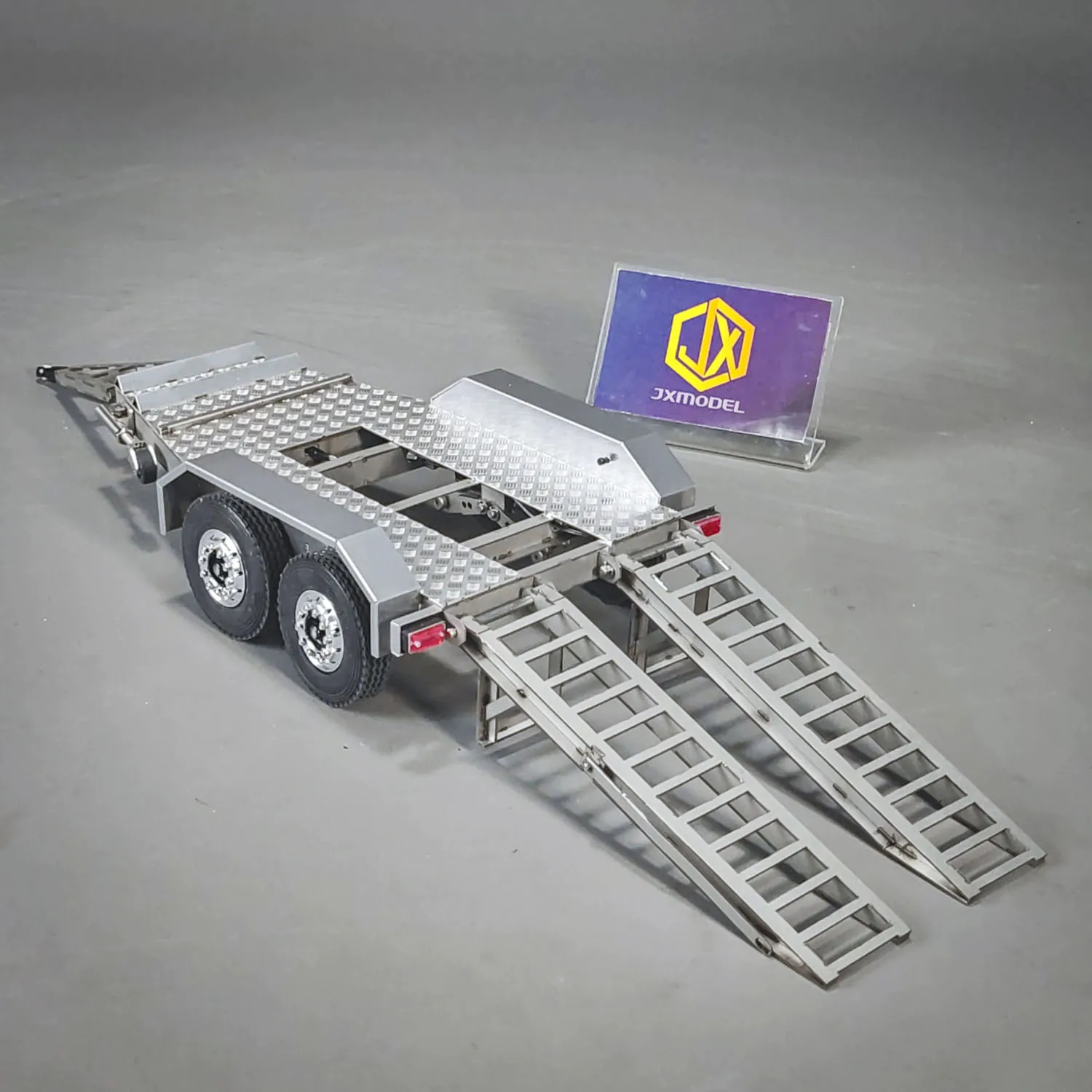 

ET2 1/14 JX Model 2Axles RC Trailer For Toy E20 Remote Control Excavator Support Legs Stainless Steel Tailboard Almost Assembled