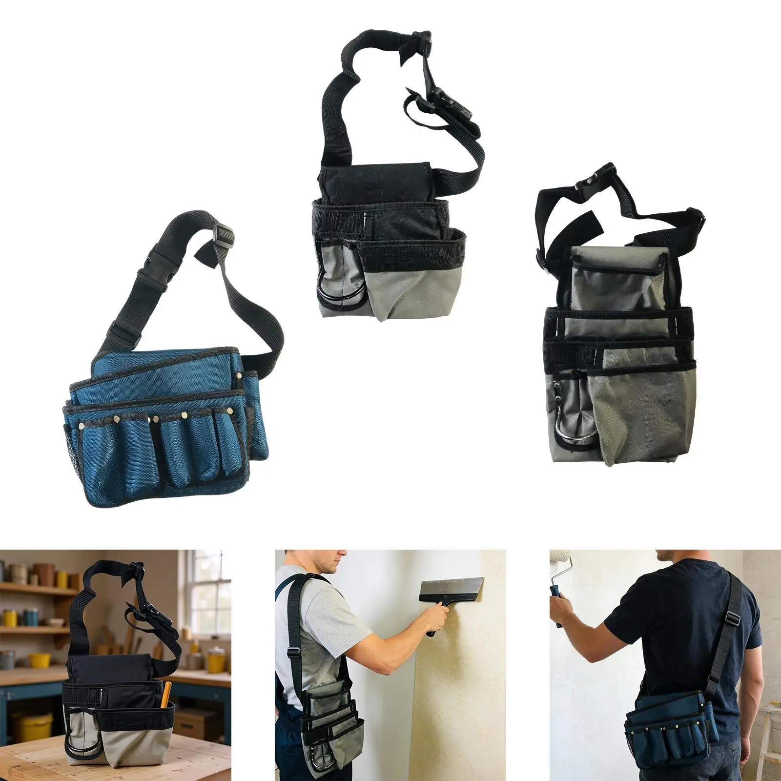 

Adjustable Waist Tool Belt Canvas Tool Holder Pouch Large Capacity Organizer Bag for Builders Gardeners Outdoor